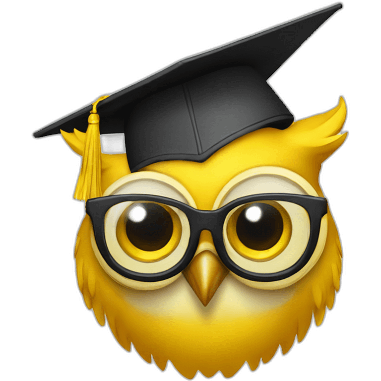 yellow-owl-with-glasses-and-with-mortarboard-on-its-head emoji