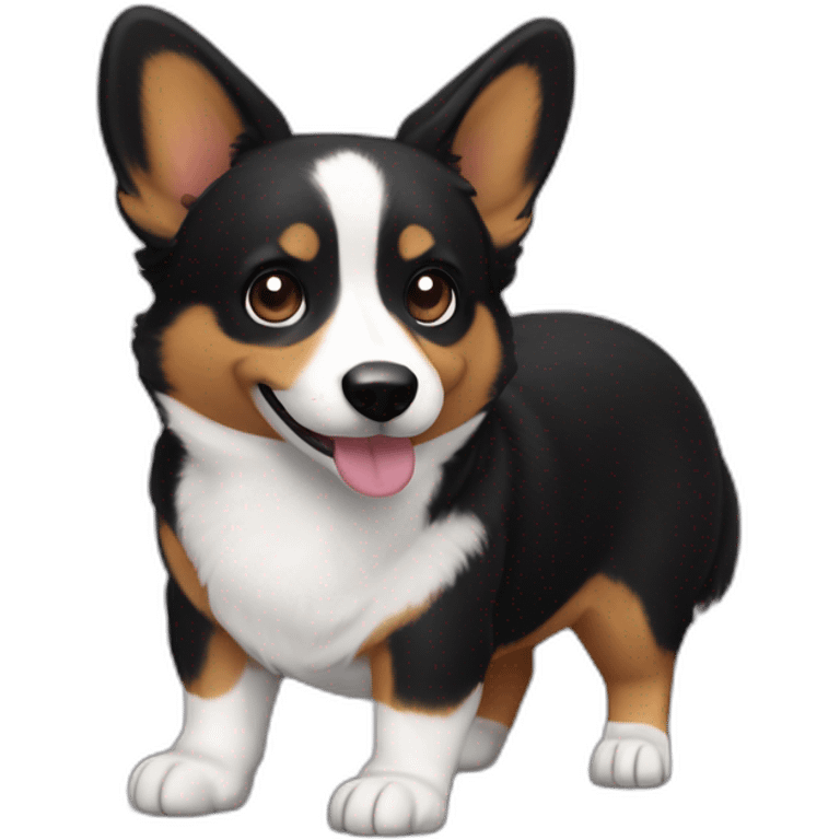 Black corgi agujero en el suelo emoji