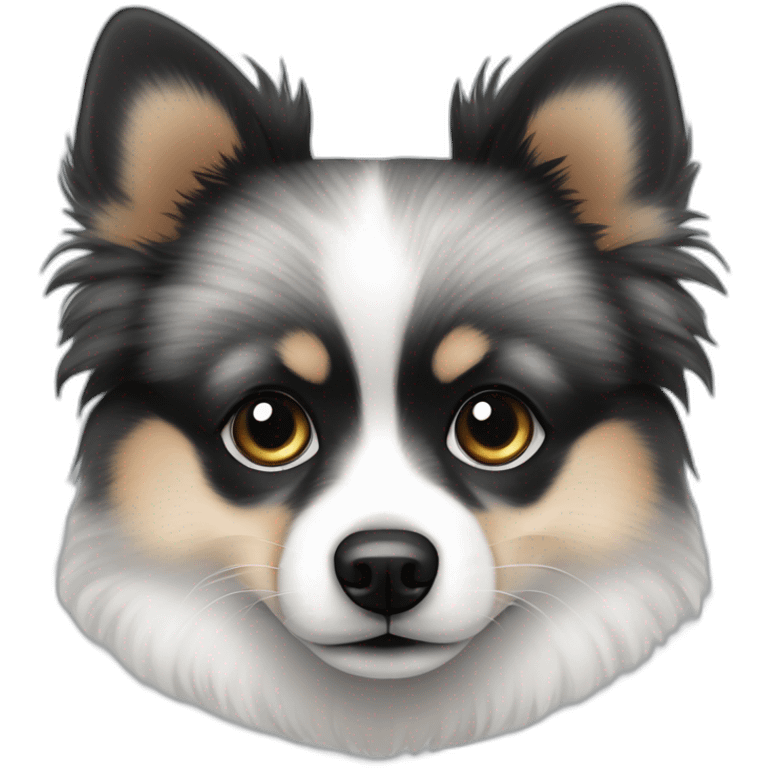 Black and gray Merle Pomeranian with heterochromia emoji