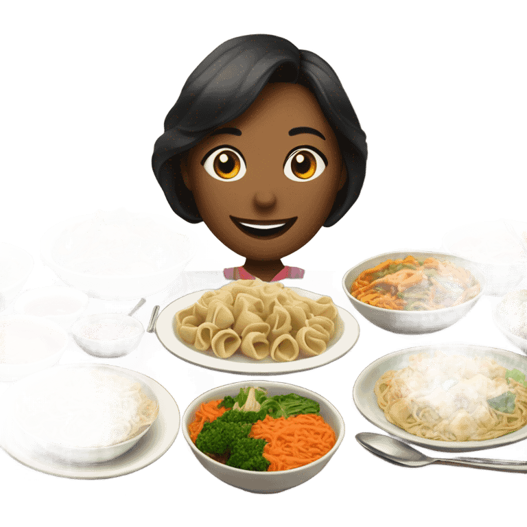 Woman eating Chinese buffet  emoji