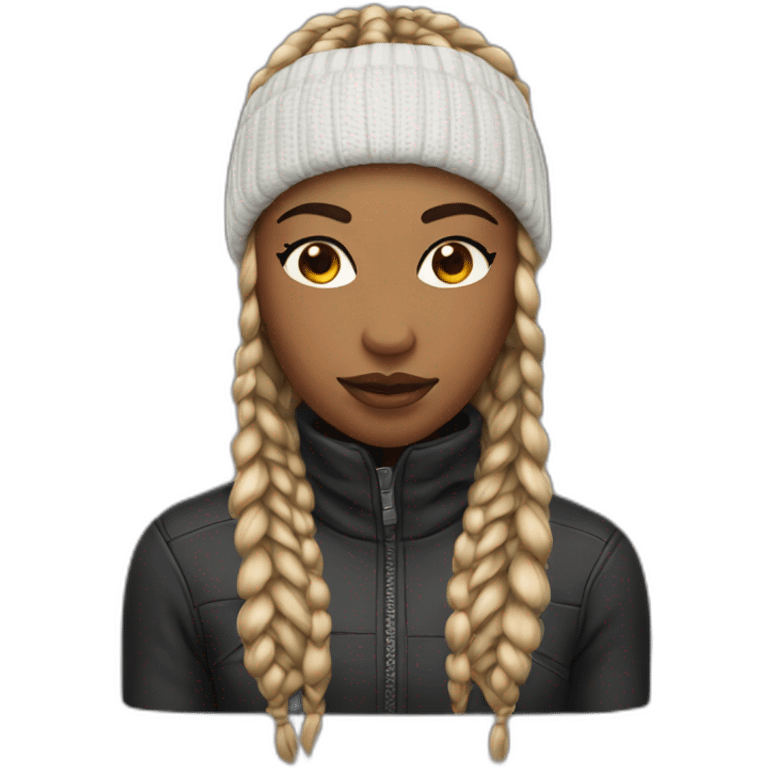 Brown teen with a ski mask with box braids showing near the eyes emoji