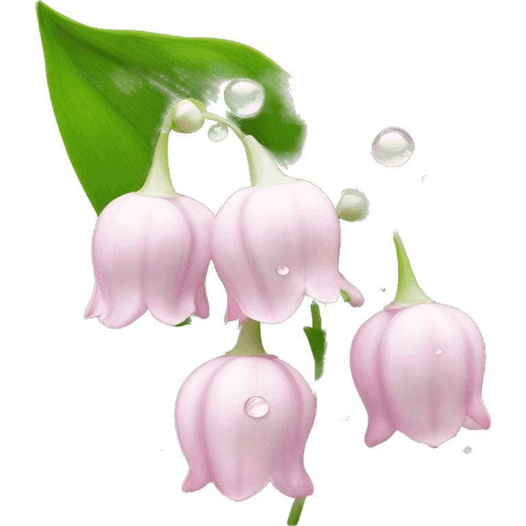 Light pink Lily of the valley flower with water droplets on the flower emoji