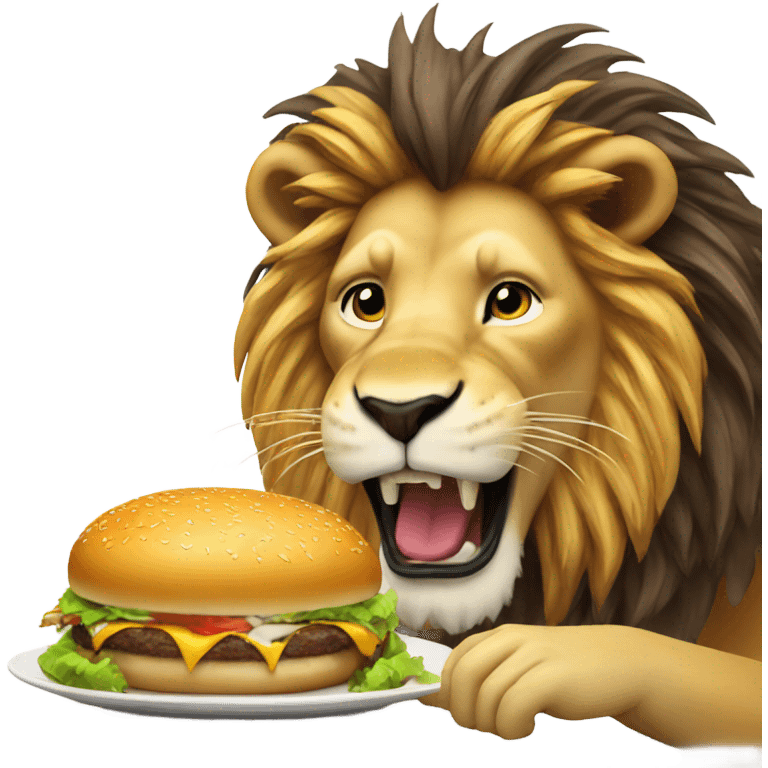 lion eating burger emoji