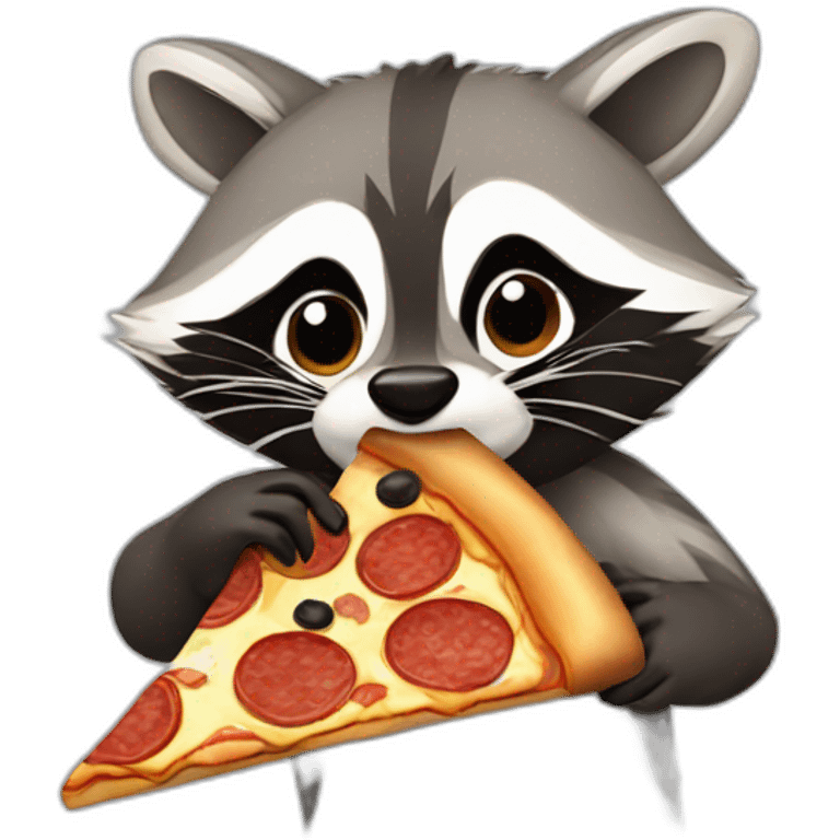 raccoon eating a pizza emoji