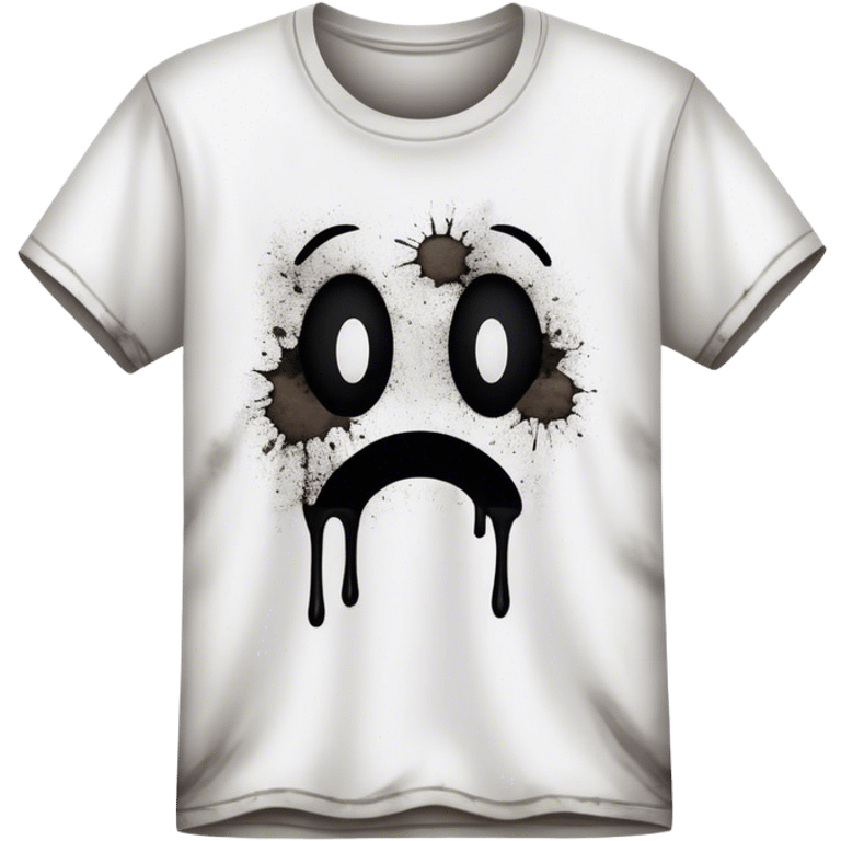 A white T-shirt heavily stained with black dirt and grime. The fabric is covered in dark smudges, making it look extremely dirty and worn out emoji