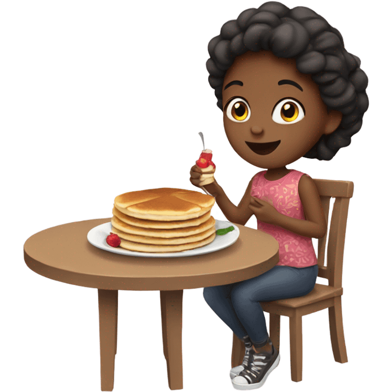 Girl eating pancakes emoji