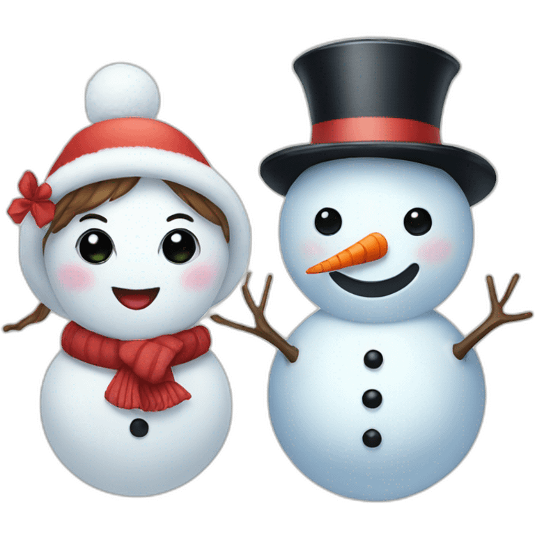 snowman and snowgirl emoji