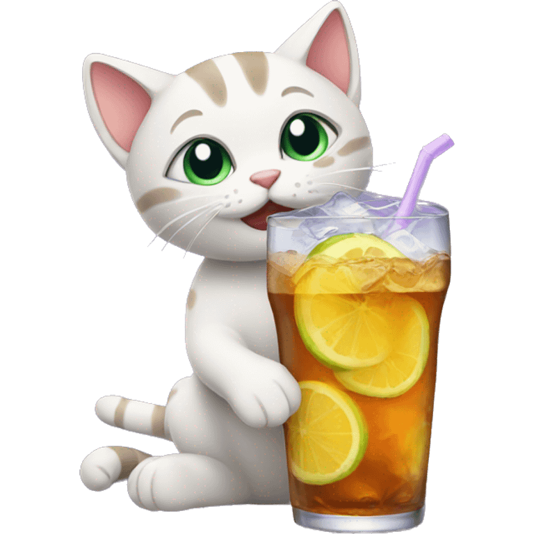 Cat with drink emoji