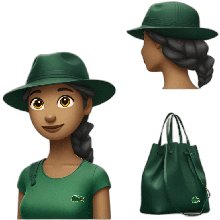 Lacoste bag girl with black lacoste hat emoji