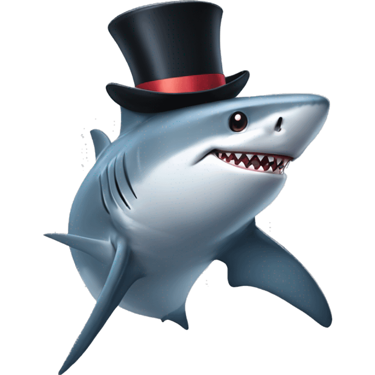 Shark with a top hat emoji