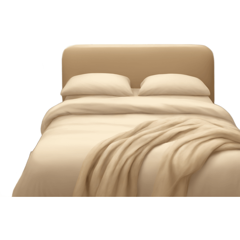 Beige bed with pillows and blankets, cozy vibe emoji