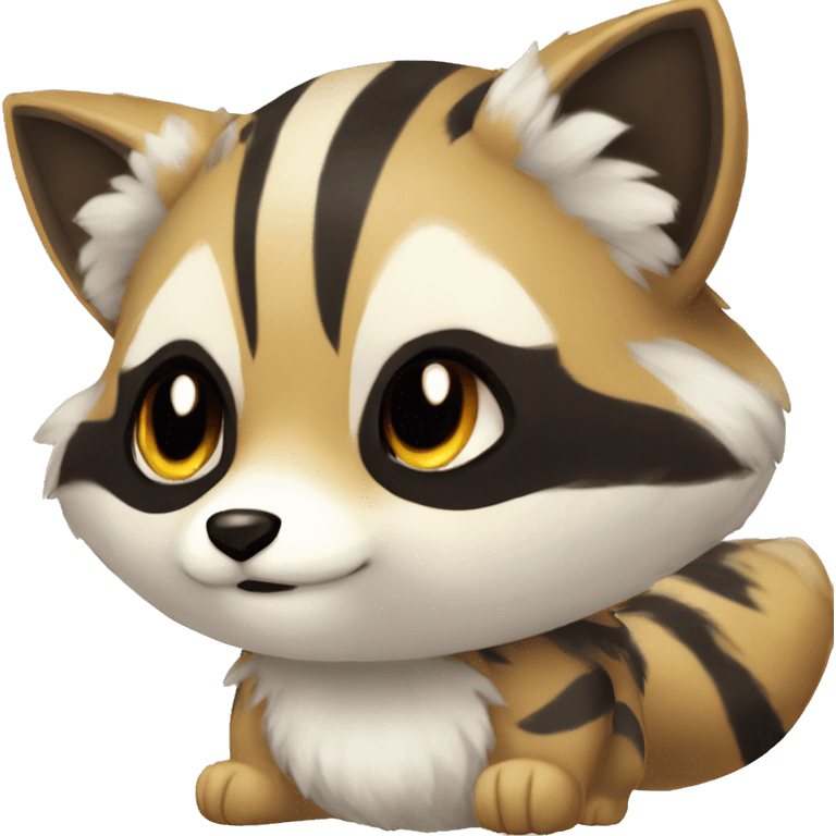 Colorful Shiny Kawaii Cute Celestial Raccoon-Tiger-Fakémon-Pokémon full body emoji