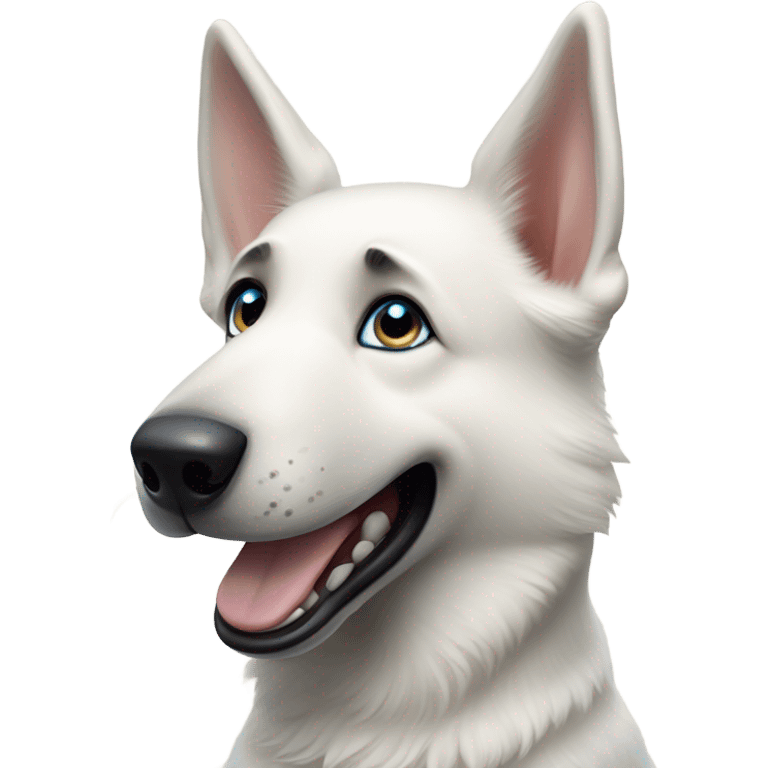 White German shepherd with blue eyes happy  emoji