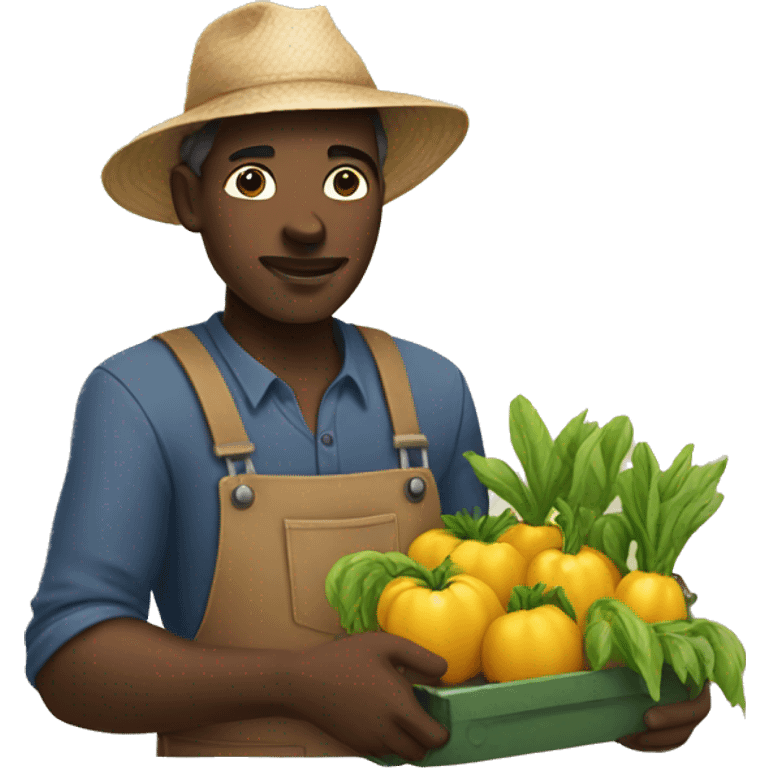 Black person farming emoji