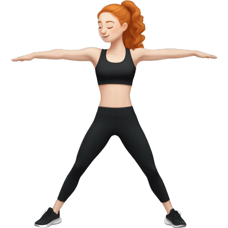 Aesthetic cute Ginger girl in black gym fit stretching  emoji