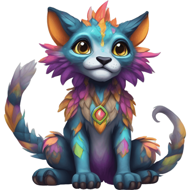 Colorful vernid fantasy creature LiLaiRa Kamirah Falvie whiskers paws full body emoji