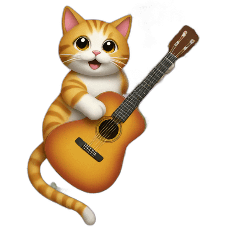 cat sitting on a tree, playing a guitar  emoji