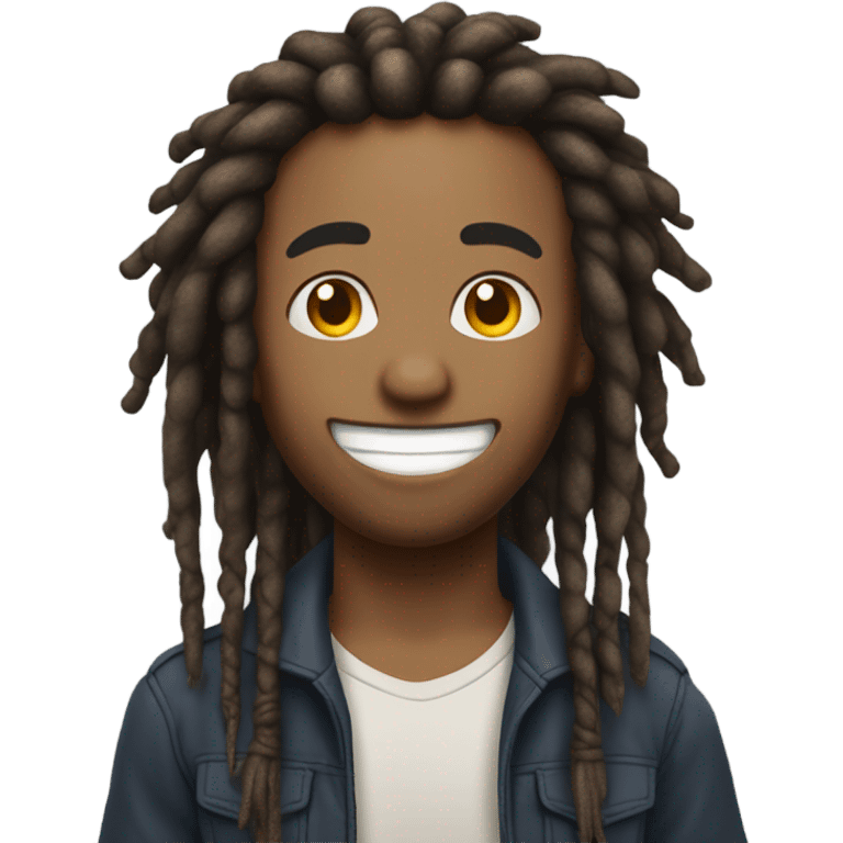 Kai Cenat with dreadlocks and a big smile  emoji