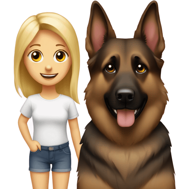 dark brown German shepherd and blond girlie emoji