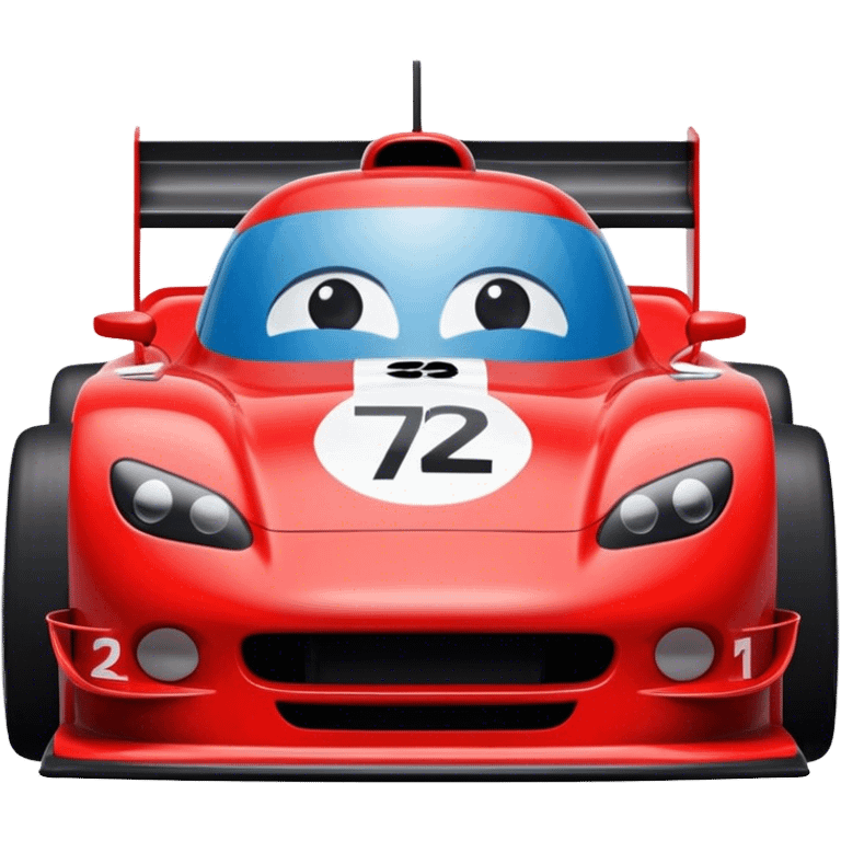 a race car with a face emoji