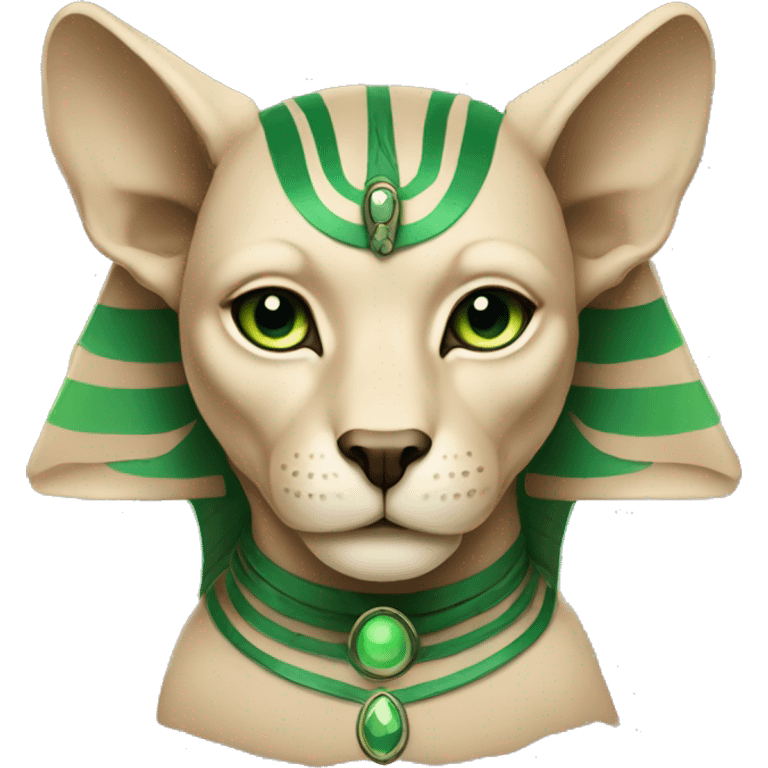 beige sphinx with a green eyes  emoji