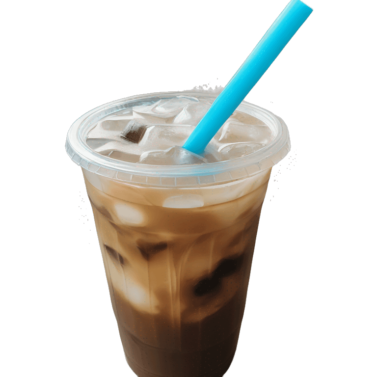 Iced coffee with light blue straw emoji