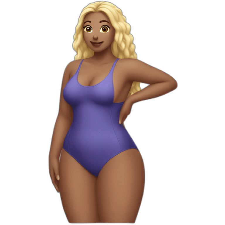 Slim-Thicc caucasian woman swimsuit posing emoji