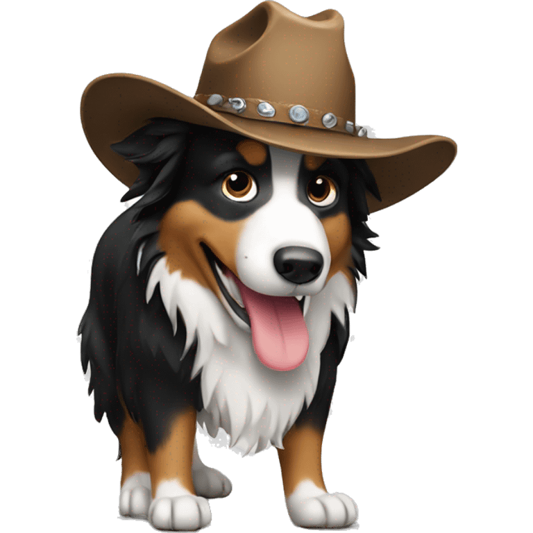 Border collie with a cowboy hat emoji