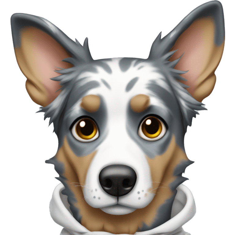 Blue Merle Great wearing hoodie emoji