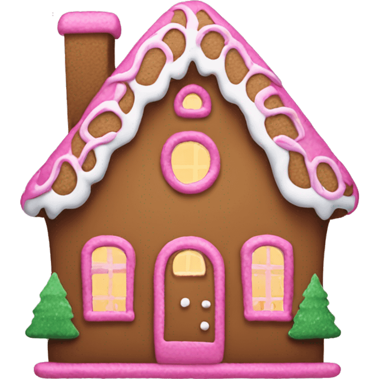 A pink gingerbread house emoji