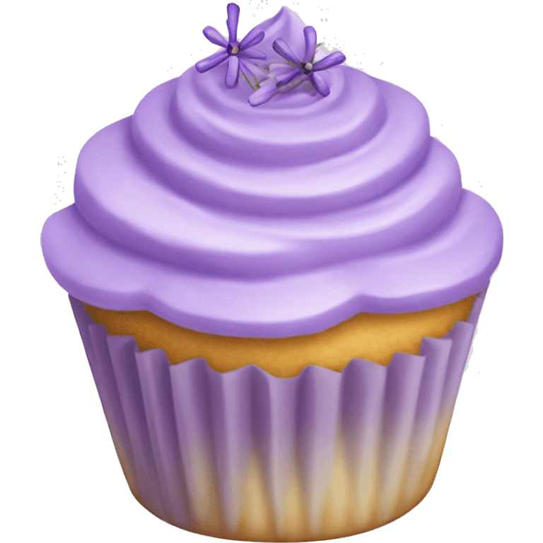 Vanilla cupcake with lavander topping emoji