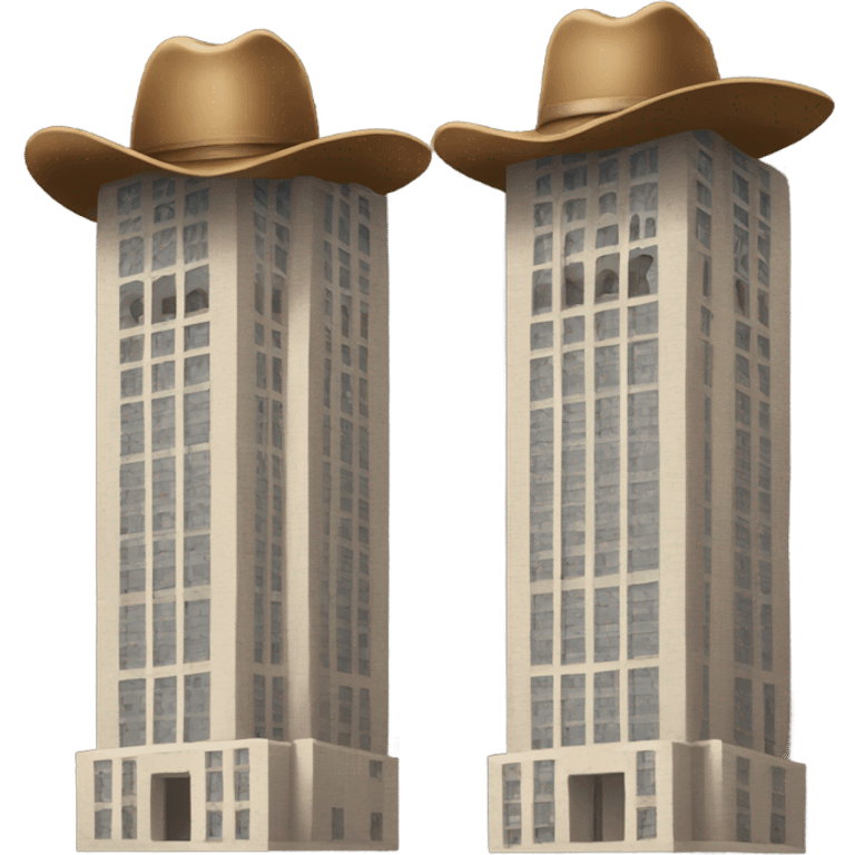 twin towers in cowboy hats with lassos emoji