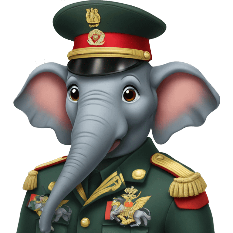 Elephant head in Russian military uniform emoji