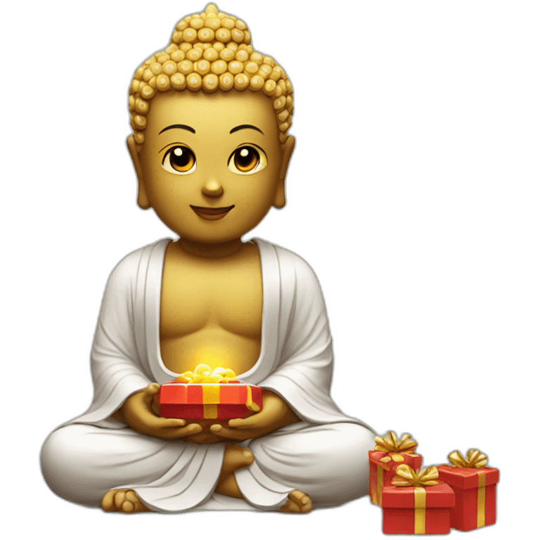 Buddha wishes you merry Christmas with presents emoji