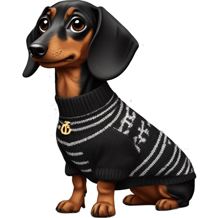 Dachshund wearing chanel Sweater  emoji