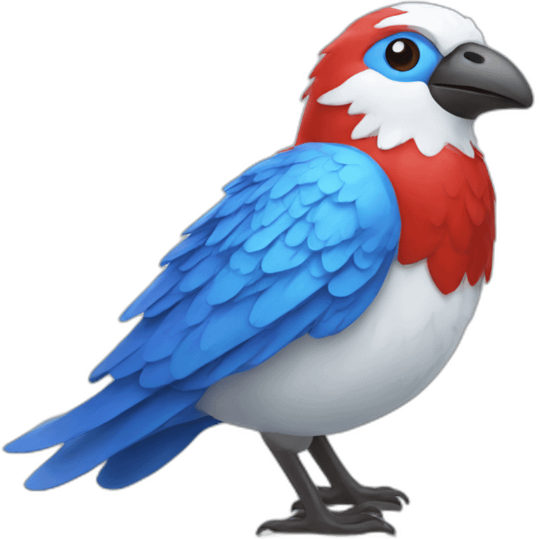 Fantasy bird white blue red emoji