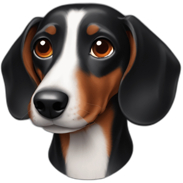 Black dachshund with red collar white eyes and white nose emoji