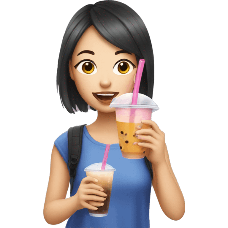 A girl drinking bubble tea  emoji