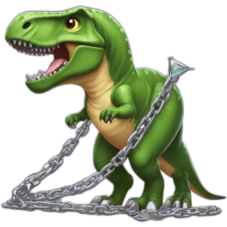 T rex using chains and diamond  emoji