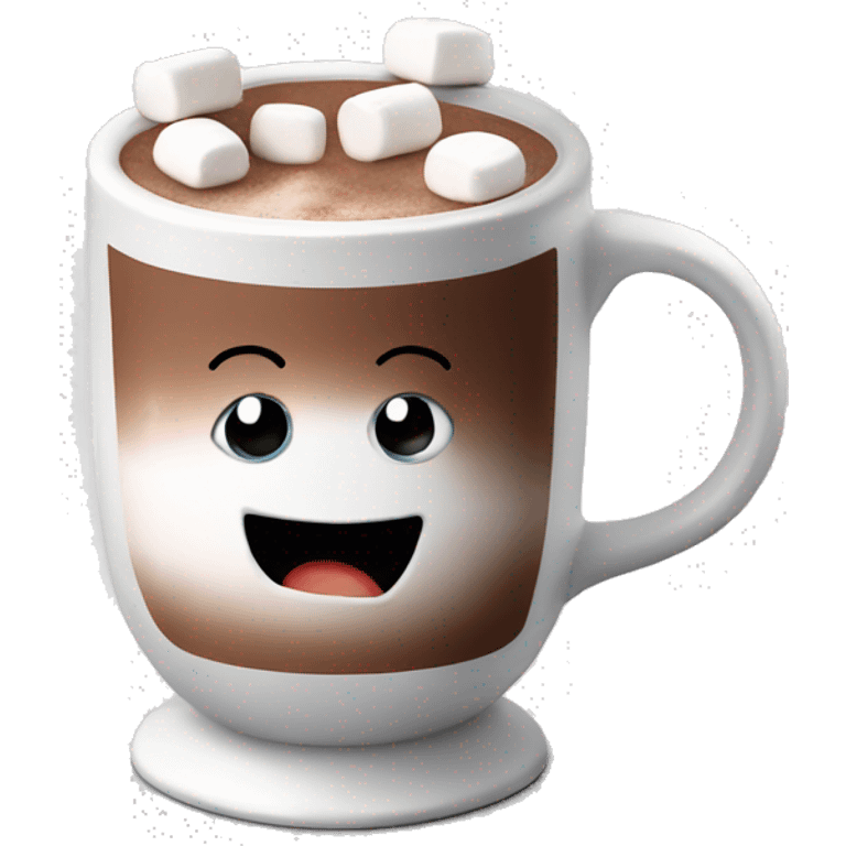 Hot chocolate In a mug with marshmallows  emoji