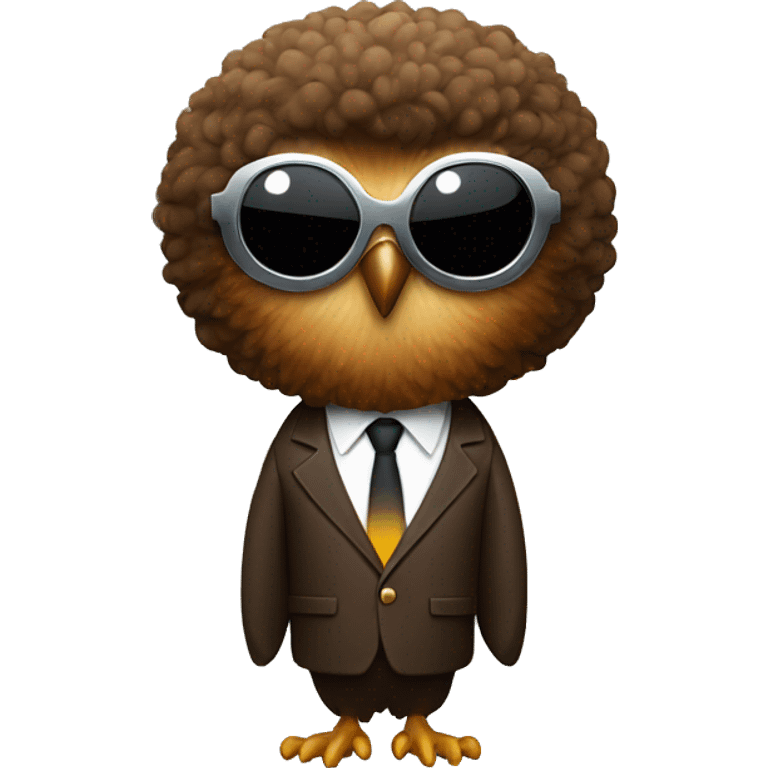 A brown owl with a Afro sunglasses and a disco suit emoji