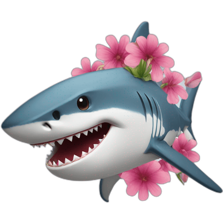 Shark with flowers emoji