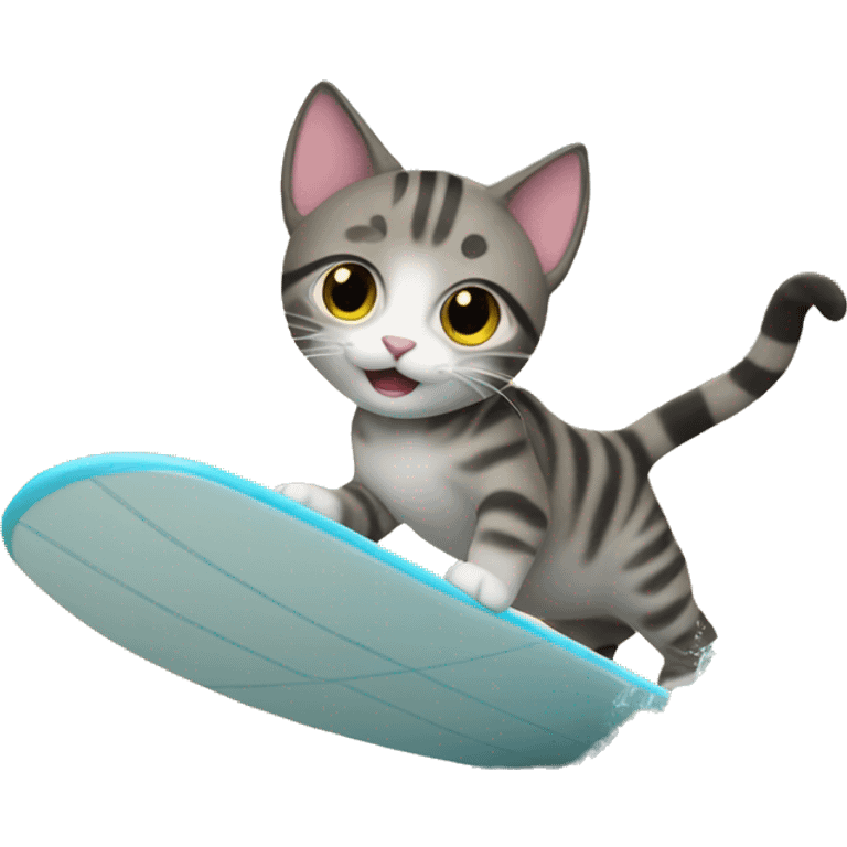 Cat surfing on waves emoji