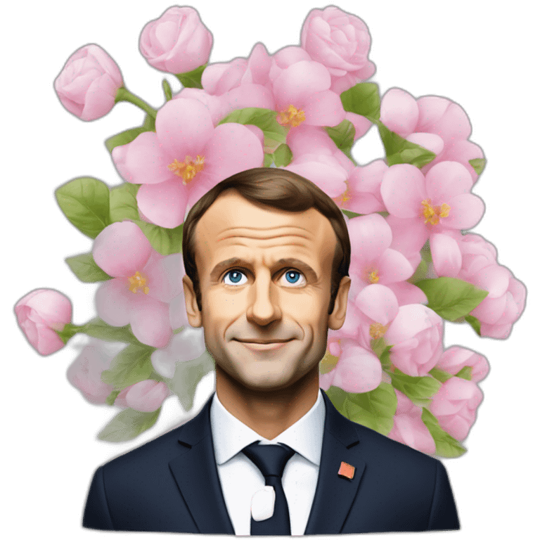 Emmanuel Macron qui va cueillir des fleurs emoji