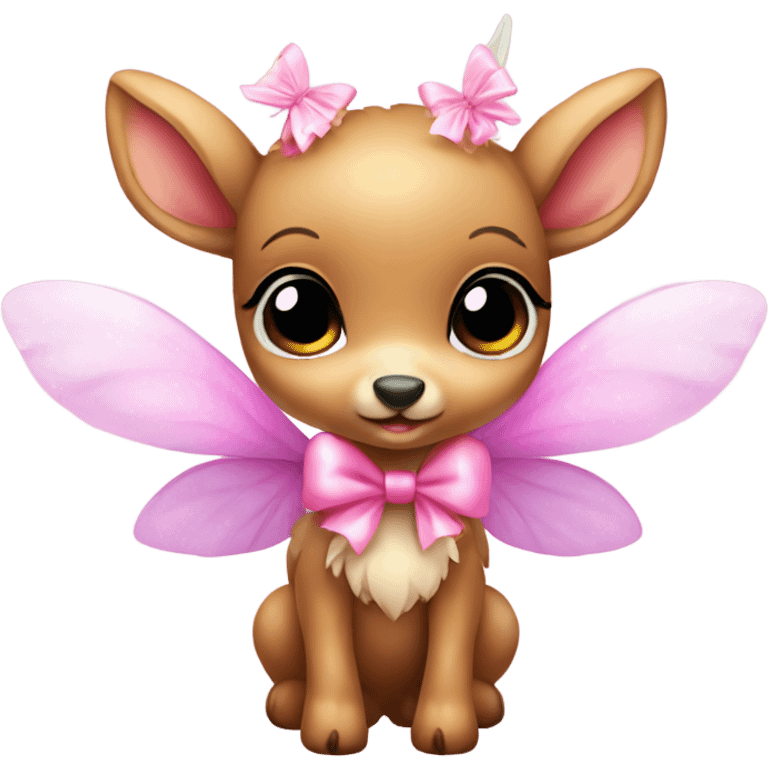 baby deer with fairy wings and a pink bow around its neck  emoji