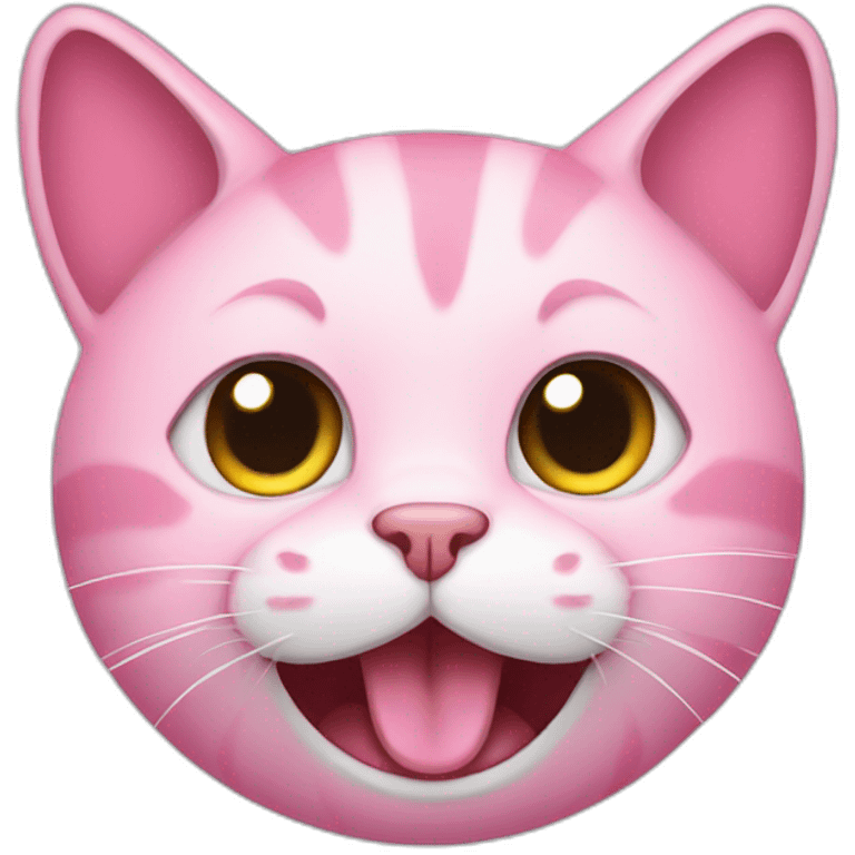 a pink cat with its tongue out emoji