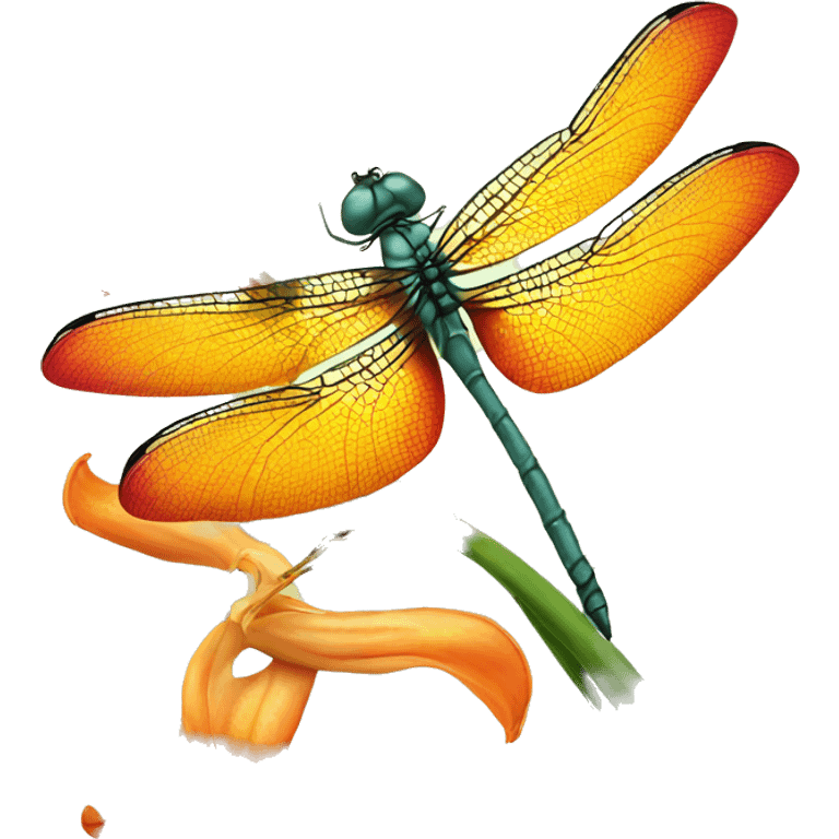 dragonfly on a tiger lily flower emoji