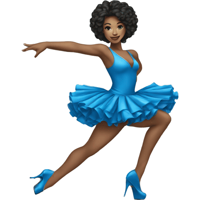 Heels dancer girl wearing blue emoji