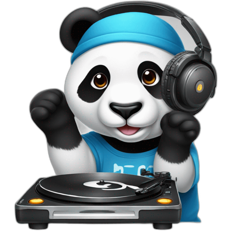 Un panda avec des écouteurs et une platine pour représenter un DJ. emoji