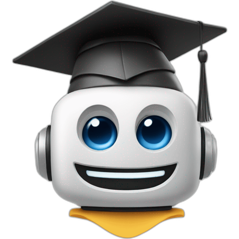 happy robot with mortarboard on its head emoji